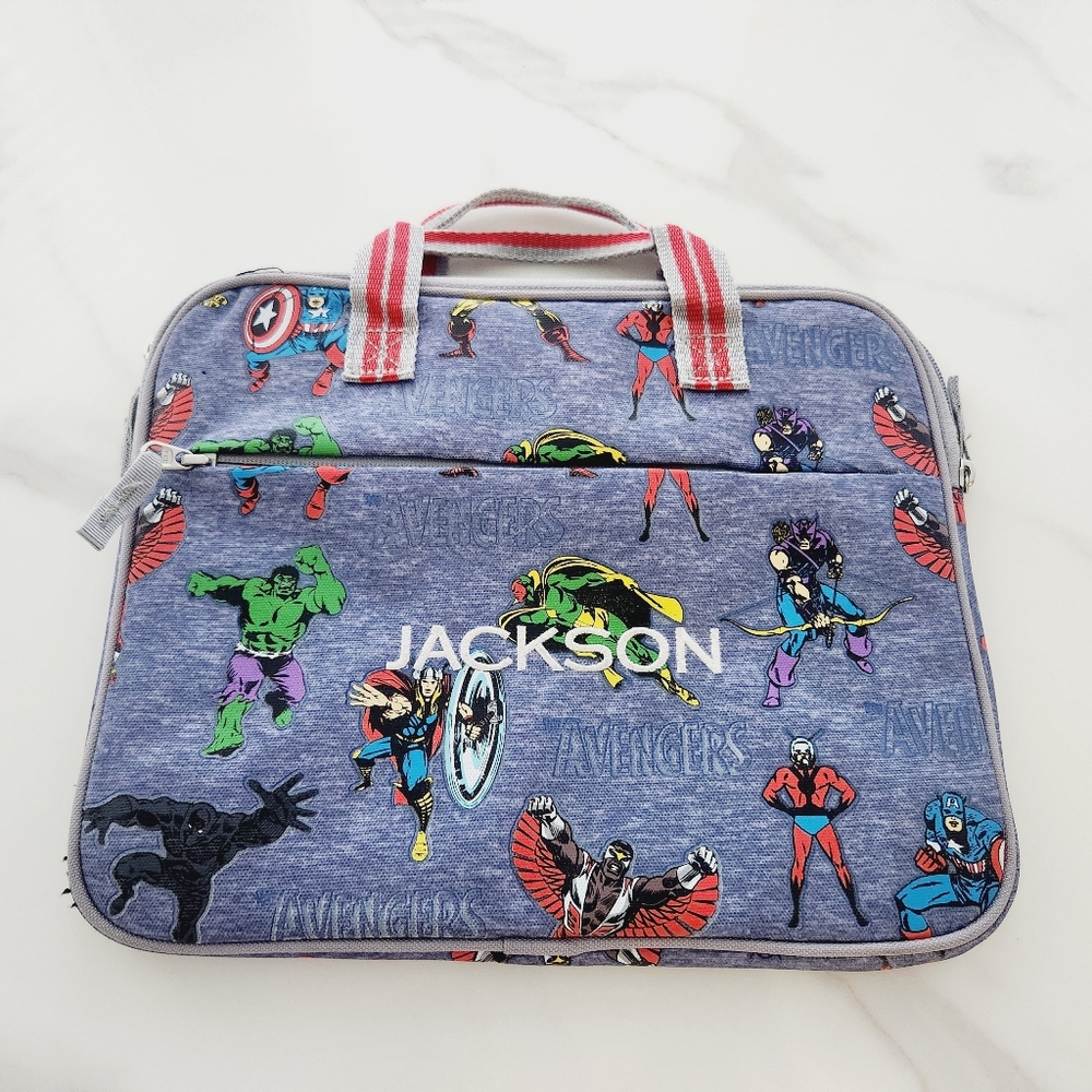 Pottery Barn Kids Mackenzie Marvel Tablet Carrying Case Jackson Monogram, EUC